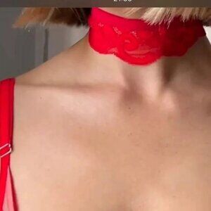 Free People Choker HAH All Choked Up Choker Blood Orange- Size Small